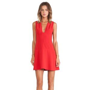 NWT Thakoon Addition Open Front Red Deep Scoop Neck Fit Flare Mini Dress Size 4